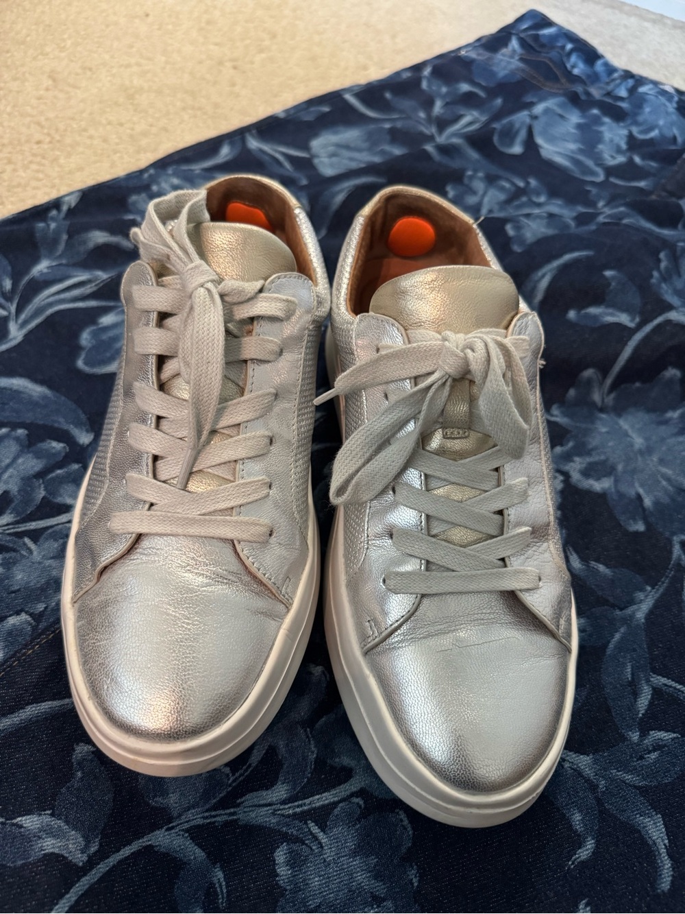 Gentle Souls by Kenneth Cole Metallic Silver Leather Sneakers